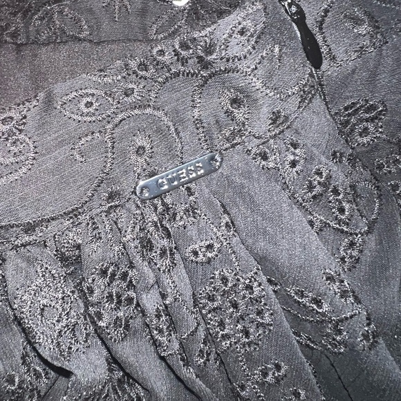 GUESS Melody Eyelet Elegant Black Maxi Skirt Size 26 NWT flowing silhouette - Picture 7 of 12